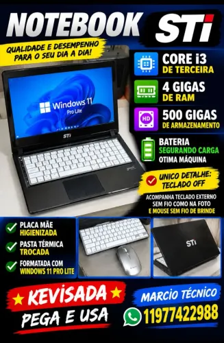 notebook sti core i3 para estudos e jogar. roblox com pacote office windows 11 pro lite