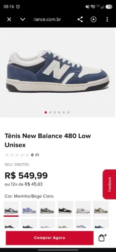 Tênis New Balance 480 Low Unisex