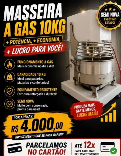 Masseira Industrial 220w a Gás 10 kg - Semi Nova | Excelente Estado
