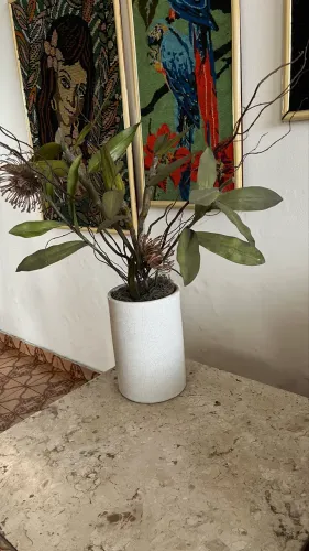 Vaso Decorativo Branco Craquelado em Cerâmica