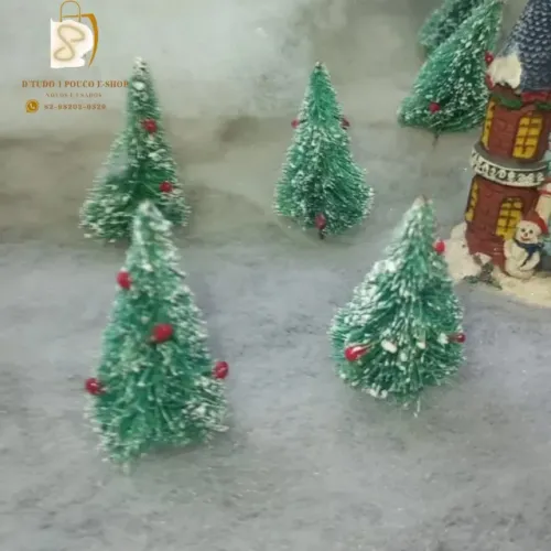 KIT COM 05 unidades de Árvore de Natal em miniatura 6cm para decoração.