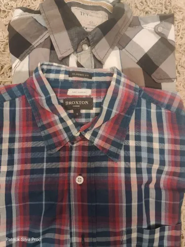 Camisas sociais quadriculadas grande estilo semi nova tam G viu levou!