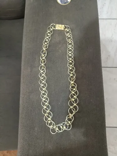 Cordão de prata banhado a ouro elo imperador 132 g de prata