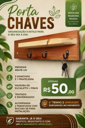 PORTA CHAVES COM PRATELEIRA