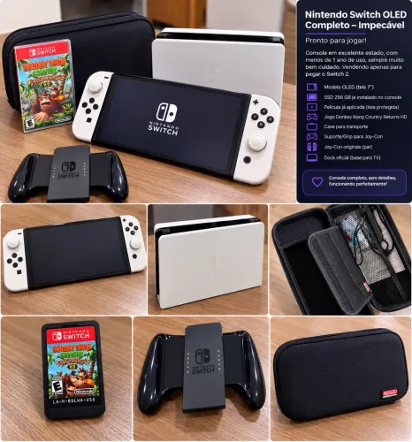 ? Nintendo Switch OLED Completo + Jogo + Acessórios