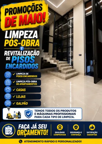 Limpeza pós obra e revitalização de pisos encardidos etc.
