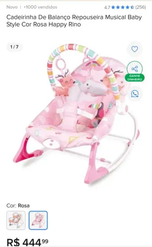 Cadeirinha de balanço com música e vibraçao