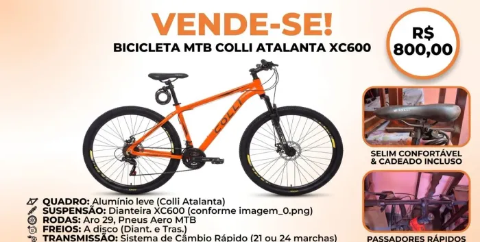 Bicicleta Colli Atalanta Aro 29 Laranja - Freio a Disco + Nota Fiscal