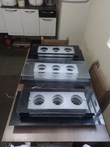 Luminária de vidro 3 lâmpadas - 60 x 26 x 17cm + peças de reposição