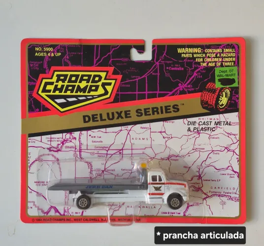 Miniatura Road Champs Caminhão Guincho Prancha Articulado 1/64