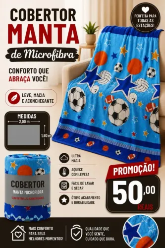 Mantas casal microfibra apenas $50,0 com entrega grátis
