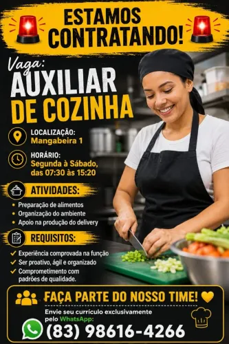 Vaga para auxiliar de cozinha