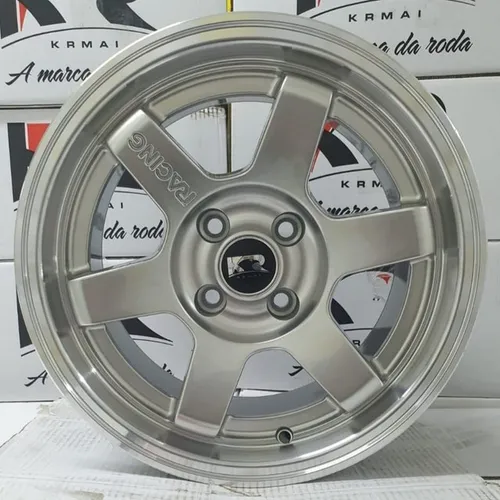 Roda aro 15 Krmai T37 Prata com borda diamantada estrela tala 7 VW gol 4X100 jogo