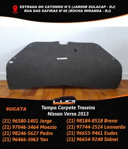 Tampa Carpete Traseira Nissan Versa 2013