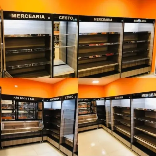 Montagem comercial balcão para padaria Vasca Pão Doce E Sal, Cesto E Mercearia.