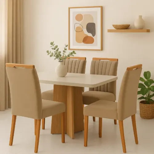 Mesa de Jantar Jade 1,20 c/ 4Cds Valdemoveis - Entrega Rápida! 