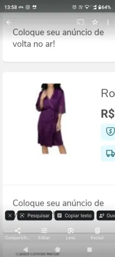 Roupão de seda roxo
