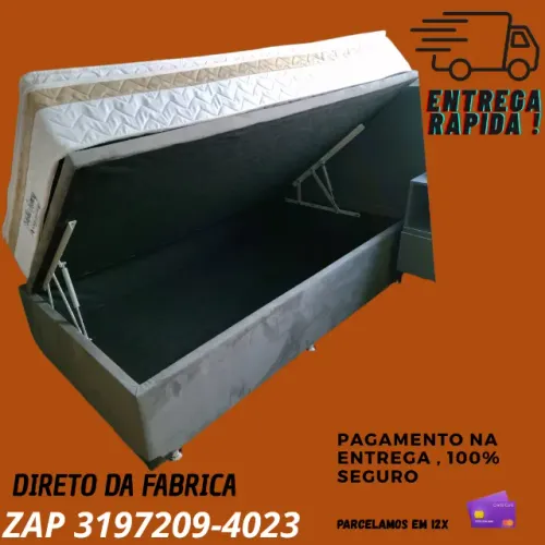 Box Solteiro Baú Blindado com Pistão 88x1.88