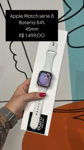 Apple Watch Series 8 / 45MM / Silver / Saúde de  bateria 84%/ R$ 1.499,00