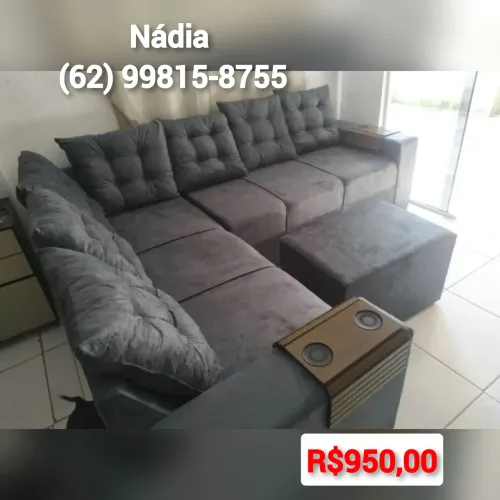 Sofá de canto com puff 6 lugares ## 99999