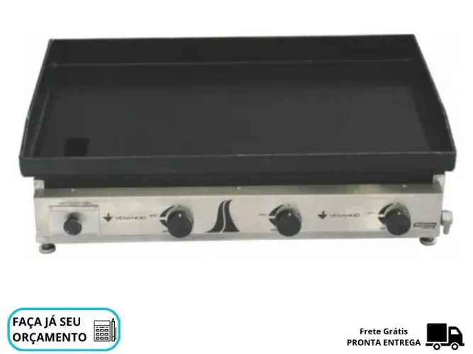 Chapa de Lanches 80 CM 3 Queimadores Venâncio a Gás