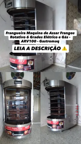 Frangueira Maquina de Assar Frangos Rotativo 6 Grades Elétrico e Gás  Gastromaq  
