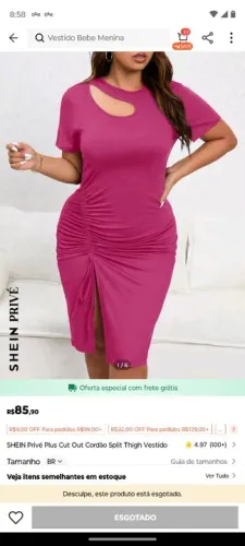 Vestido rosa com detalhe de recorte e cordão plus