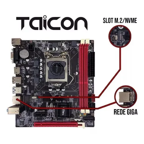 Placa Mãe Taicon, Chipset B75, USB 3.0, Intel LGA 1155, DDR3, M.2, Lan Gigabit