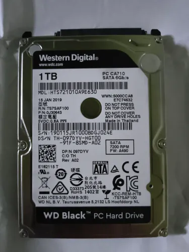 HD 1TB 2,5 WD Black 7200RPM - SATA