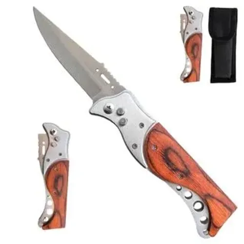 Faca de Acampamento - Aço Inox - Madeira canivete