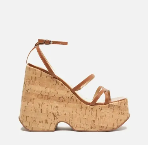 Sandália Plataforma Anabela em Cortiça - Elegância e Conforto