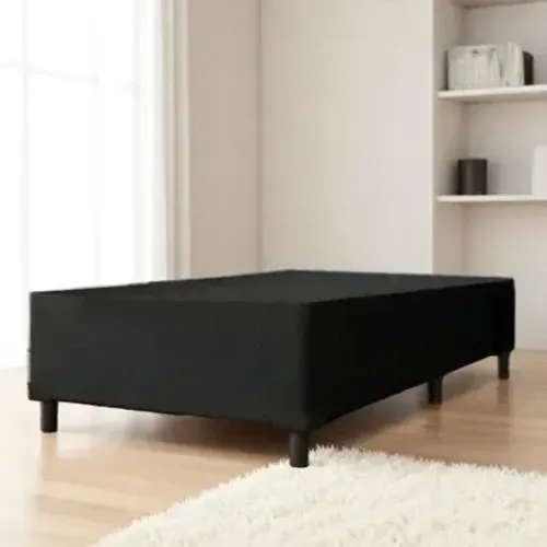 Base Box Solteiro Suede Preto (entrega grátis)