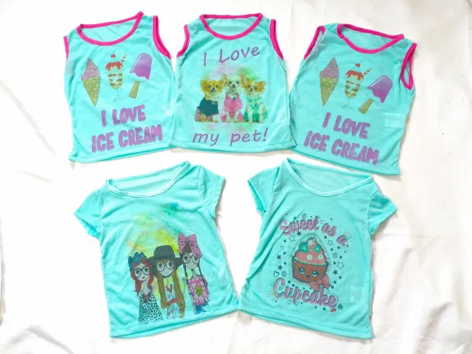 Lote Atacado 40 blusas camisetas regatas estampada infantil menina 4, 6, 8 anos