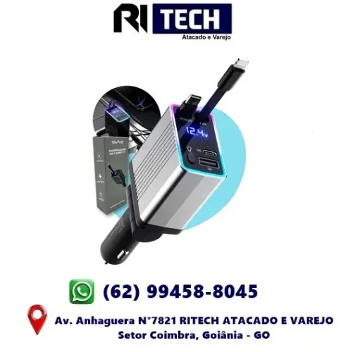 Carregador Veicular Cabo Retrátil Turbo 4 Em 1 120W Tipo C C1 iOS Android Tipo /c