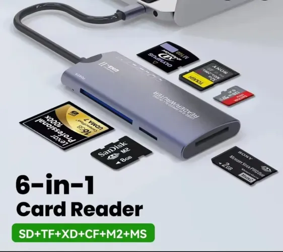 Leitor de cartão multifuncional 6 em 1