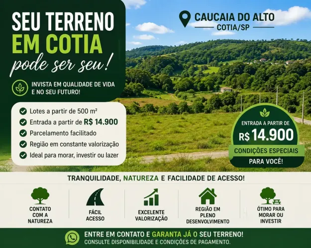 SEU TERRENO EM CAUCAIA DO ALTO COTIA PODE SER SEU!