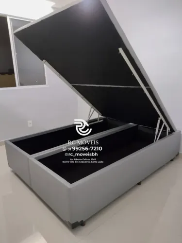 Cama box estruturada Baú Super King 1.93x2.03 Bipartido Blindado com Pistão a Gás