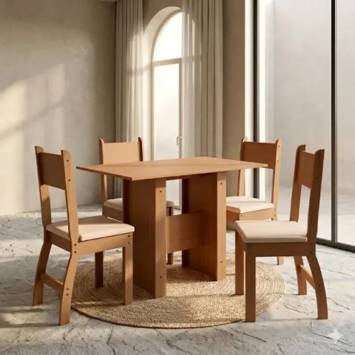 Mesa de jantar violeta com 4 cadeiras