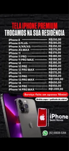 Tela iPhone / Trocamos na sua casa em 10min