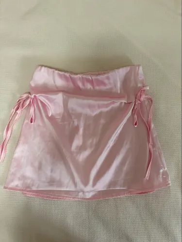 Mini Saia de Cetim Rosa Bebê Tam PP