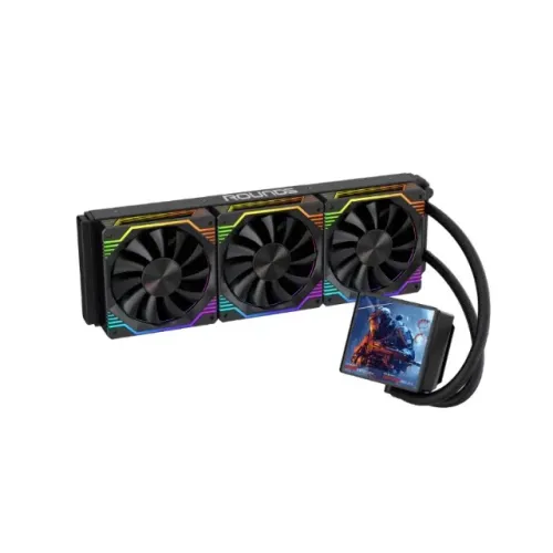 WATER COOLER 360MM ROUND5 ZEPHYRO BLACK ARGB COM TELA DE 4" TDP300W NOVO LACRADO!