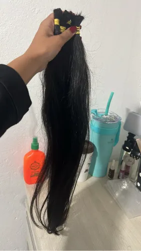 Cabelo humano natural 58cm 100g - liso - Castanho escuro