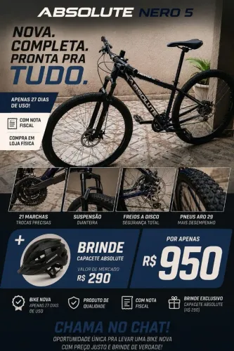 ABSOLUTE NERO 5 ARO 29 ? 27 DIAS DE USO + CAPACETE GRÁTIS ?