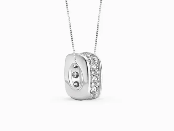 Colar Ouro Branco 18k + Pingente Ouro Branco 18k com Diamantes Vivara