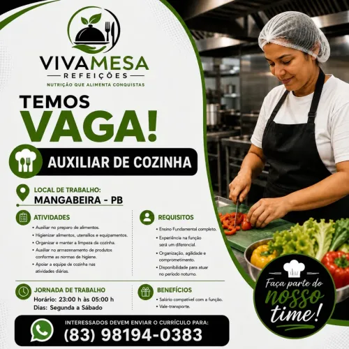 Vaga para aux de cozinha