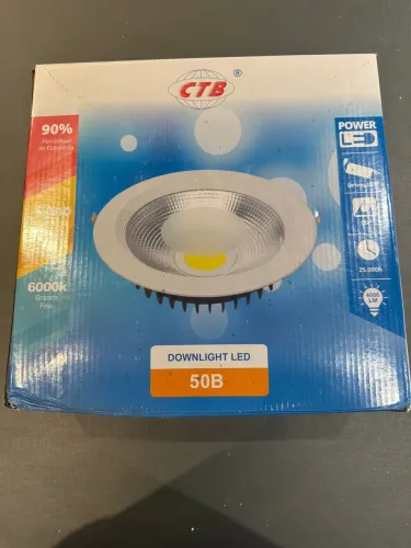 Downlight LED 50W Embutir Branco Frio 6000K CTB 30cm