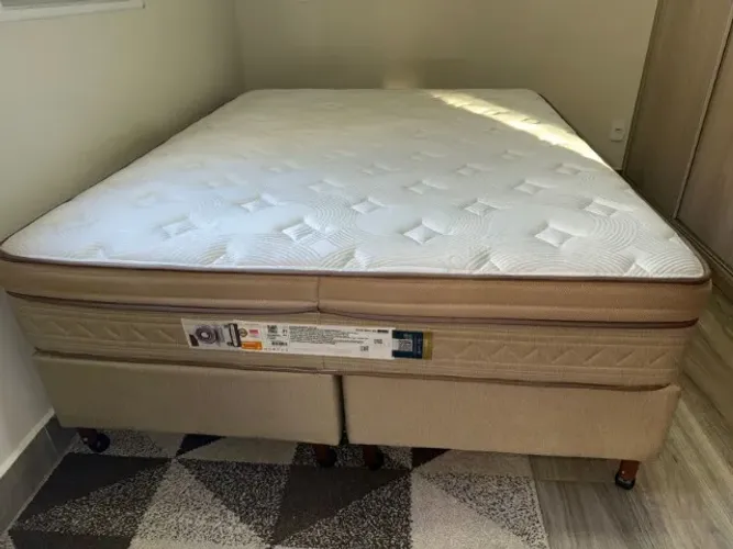 Cama Box Queen Bege Orthocrin Splendor Série 507 - Fibra de Bambu
