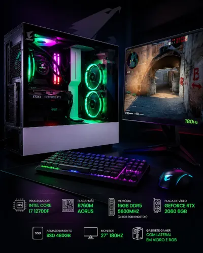 PC GAMER DDR5 + MONITOR 27" 180Hz | PRONTO PARA JOGAR