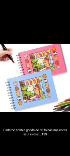 Caderno infantil bobbie goods rosa ou azul
