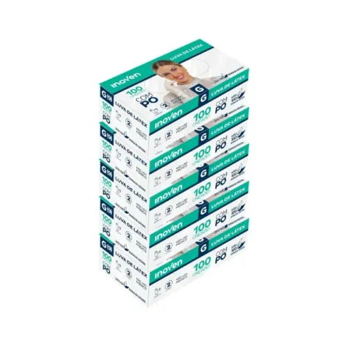 Luvas descartáveis Látex com Pó Inoven Caixa com 100 unidades